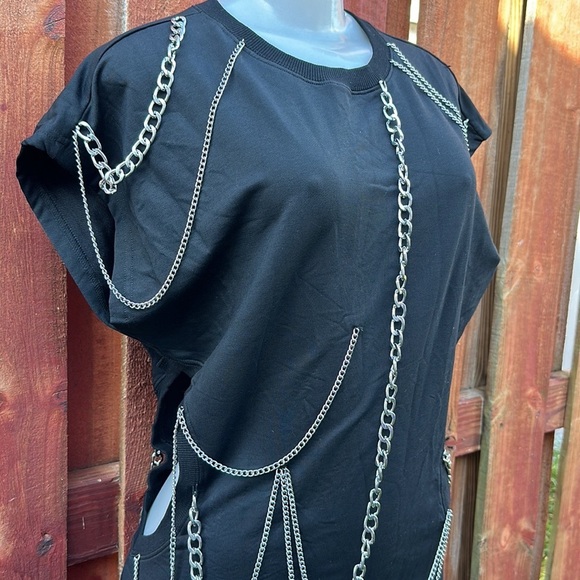 Capsulle Wonen Black Cutout Chain Mini Dress Size L - Picture 8 of 11